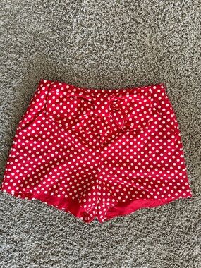 LC Lauren Conrad Red Polka Dot High-Waist Shorts with Bow